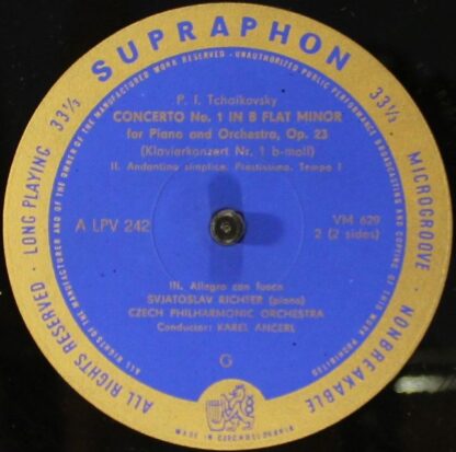 Supraphon ALPV 242 - Pyotr Ilyich Tchaikovsky, Sviatoslav Richte - Image 3