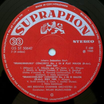 Supraphon GS ST 50 641/2 - Johann Sebastian Bach, Ars Rediviva E - Image 4