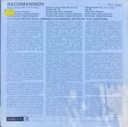 Saga FDY STFDY 2062 - Sviatoslav Richter, Sergei Vasilyevich Rac - Image 2