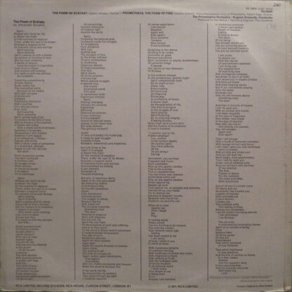 RCA Red Seal SB 6854 - Alexander Scriabin, The Philadelphia Orch - Image 2