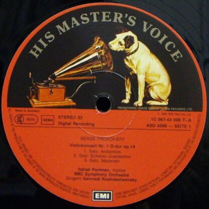 His Master's Voice 1C 0967-43 006 T - Sergei Prokofiev, Itzhak P - Image 3
