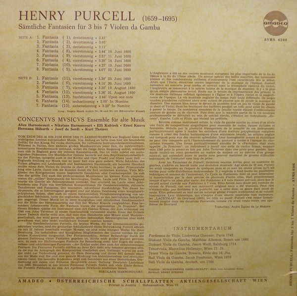 Amadeo AVRS 6306 - Henry Purcell, Concentus Musicus Wien - Sämtl - Image 2