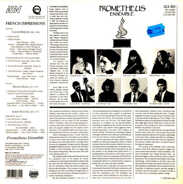ASV DCA 664 - Prometheus Ensemble (3), Claude Debussy, Maurice R - Image 2