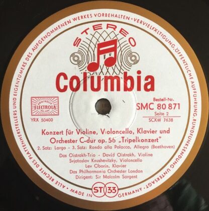 Columbia SMC 80 871 - Ludwig Van Beethoven, David Oistrakh Trio, - Image 7