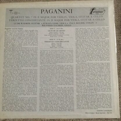 Turnabout TV 34322 - Niccolò Paganini, Luise Walker - Quartet Fo - Image 2