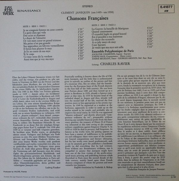 Telefunken 6.41877 AW - Clément Janequin - Chansons Françaises - Image 5