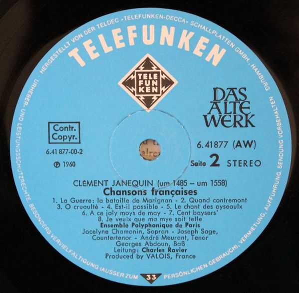 Telefunken 6.41877 AW - Clément Janequin - Chansons Françaises - Image 10