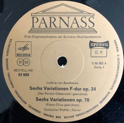 Melodia / Parnass 92 689 - Ludwig van Beethoven, Sviatoslav Rich - Image 4