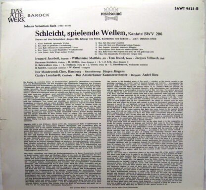 Telefunken SAWT 9425-B - Johann Sebastian Bach, Irmgard Jacobeit - Image 3