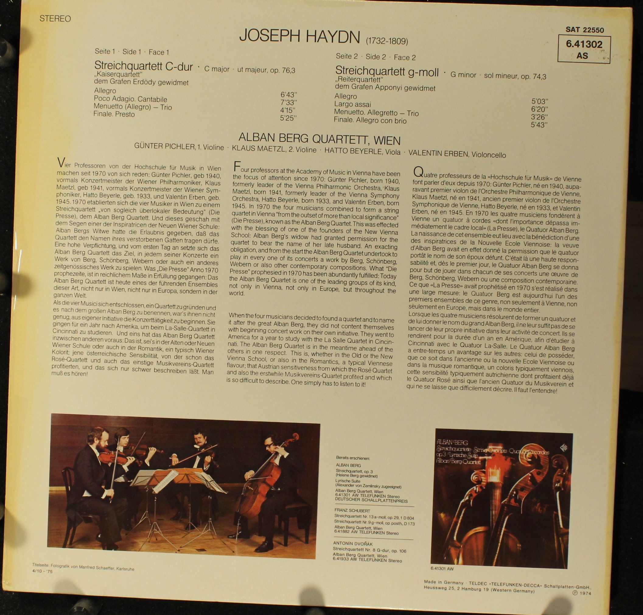 Telefunken 6.41302 AS - Joseph Haydn, Alban Berg Quartett - Stre - Image 2