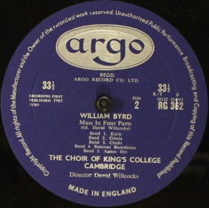 Argo RG 362 - William Byrd, The King's College Choir Of Cambridg - Image 4