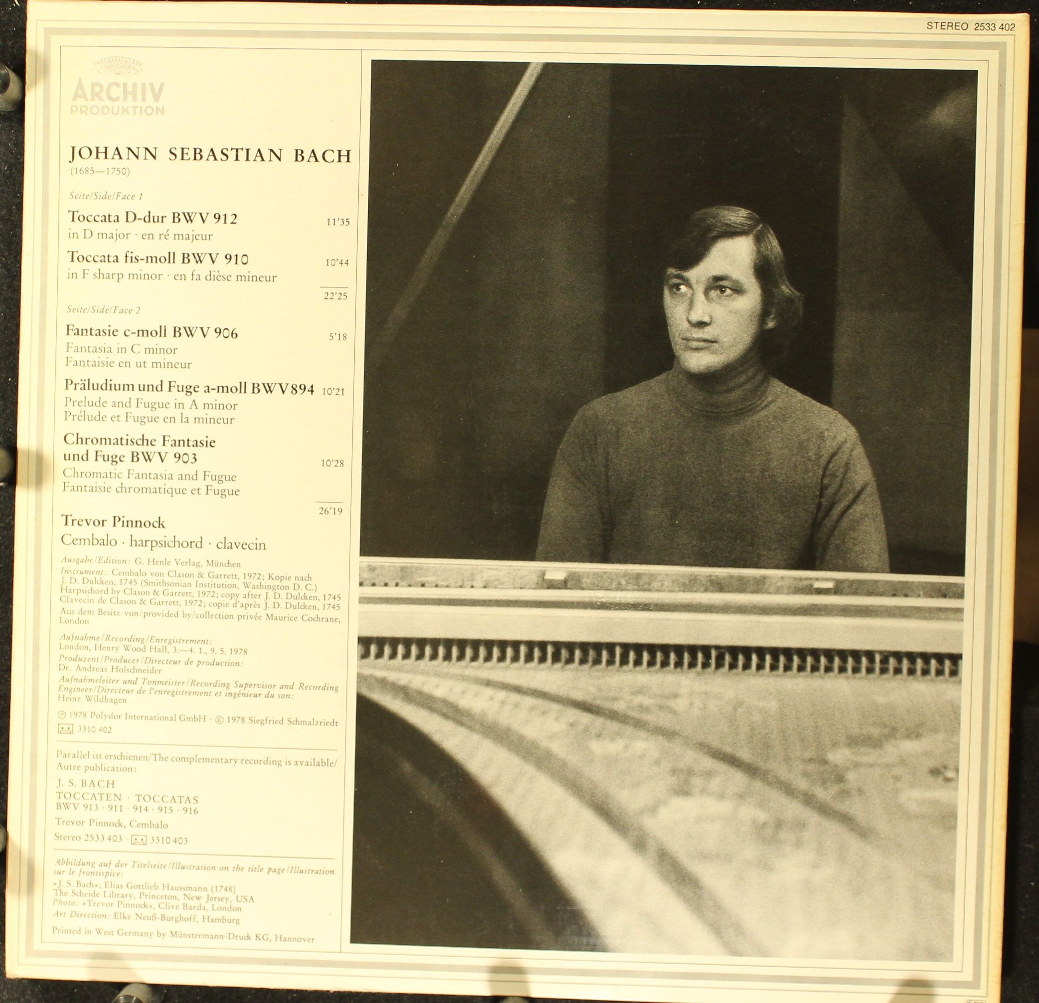 Archiv Produktion 2533 402 - Johann Sebastian Bach, Trevor Pinno - Image 2