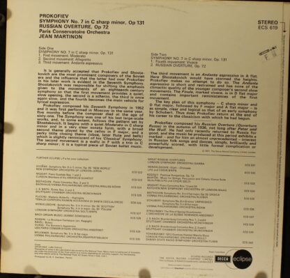 DECCA ECS 619 - Sergei Prokofiev, Orchestre De La Société Des Co - Image 2
