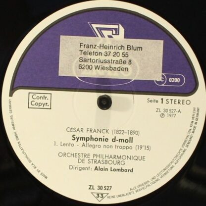 Erato ZL 30527 - César Franck, Orchestre Philharmonique De Stras - Image 3