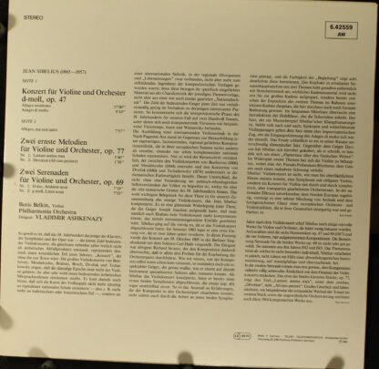 DECCA 6.42559 - Jean Sibelius, Boris Belkin, Philharmonia Orches - Image 2