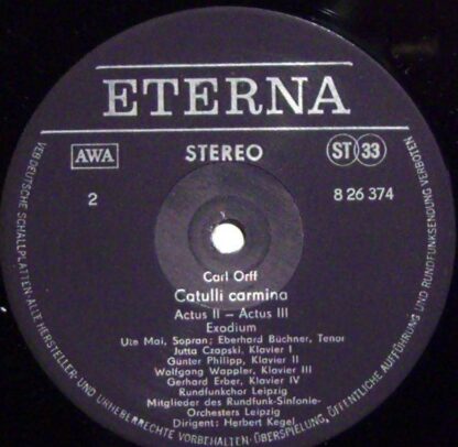 Eterna 8 26 374 - Carl Orff, Ute Mai, Eberhard Büchner, Rundfunk - Image 3