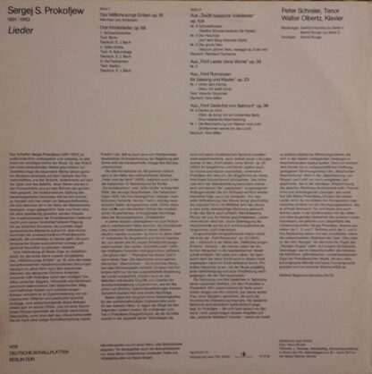 Eterna 8 26 306 - Sergei Prokofiev, Peter Schreier, Walter Olber - Image 3