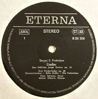 Eterna 8 26 306 - Sergei Prokofiev, Peter Schreier, Walter Olber - Image 5