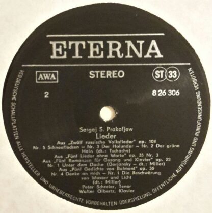 Eterna 8 26 306 - Sergei Prokofiev, Peter Schreier, Walter Olber - Image 7