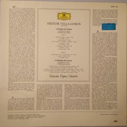 Deutsche Grammophon 2530 140 - Heitor Villa-Lobos, Narciso Yepes - Image 2