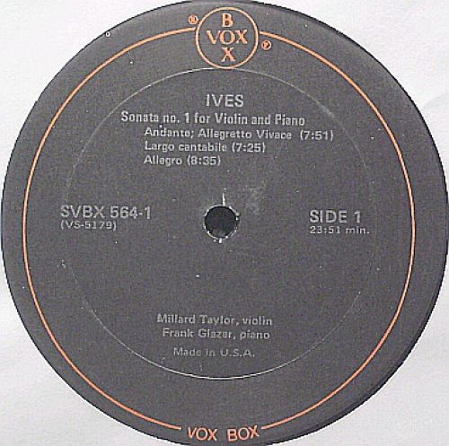 VoxBox SVBX 564 - Charles Ives, Frank Glazer - Complete Chamber - Image 3