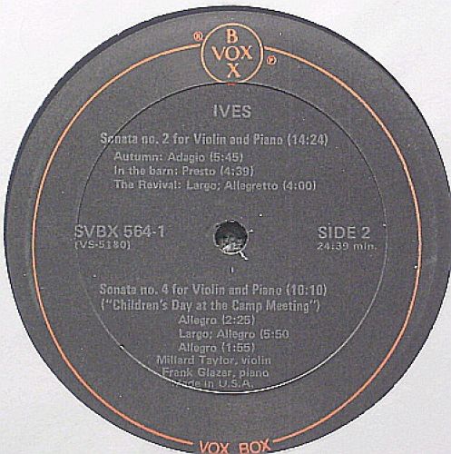 VoxBox SVBX 564 - Charles Ives, Frank Glazer - Complete Chamber - Image 4