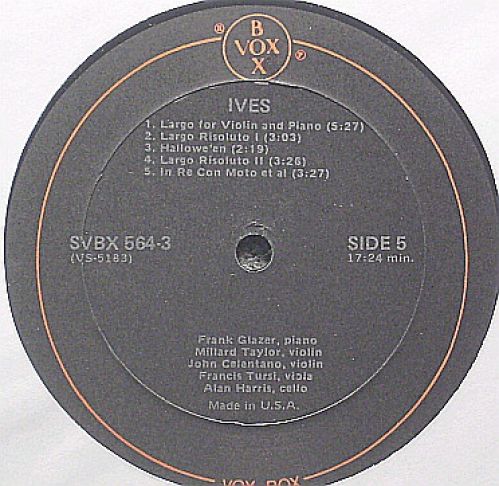 VoxBox SVBX 564 - Charles Ives, Frank Glazer - Complete Chamber - Image 7