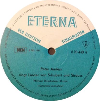 Eterna 8 20 443 - Peter Anders (2) - Lieder von Schubert, Straus - Image 3