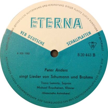 Eterna 8 20 443 - Peter Anders (2) - Lieder von Schubert, Straus - Image 4