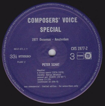 Composers' Voice CVS 1977 - Peter Schat, Adrian Mitchell (2), Co - Image 4