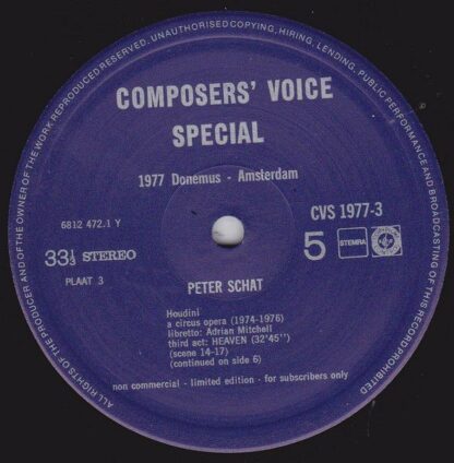 Composers' Voice CVS 1977 - Peter Schat, Adrian Mitchell (2), Co - Image 5