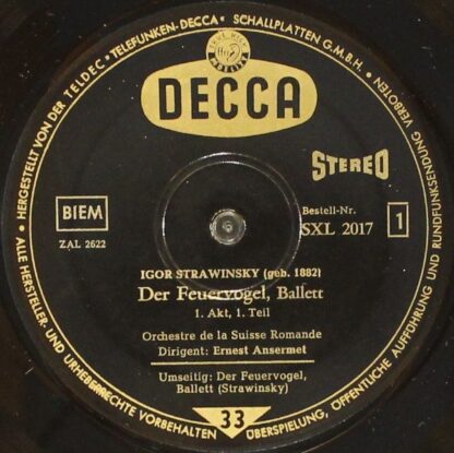 DECCA SXL 2017 - Igor Stravinsky, Ernest Ansermet, L'Orchestre D - Image 3