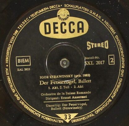 DECCA SXL 2017 - Igor Stravinsky, Ernest Ansermet, L'Orchestre D - Image 4