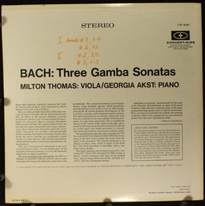 Concert-Disc CS-242 - Johann Sebastian Bach, Milton Thomas, Geor - Image 2