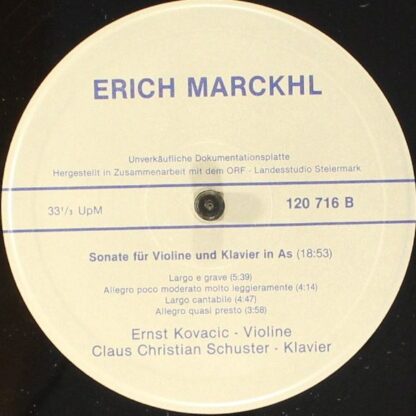 ORF 120 716 - Erich Marckhl - Sonate Für Violine Und Klavier In - Image 3