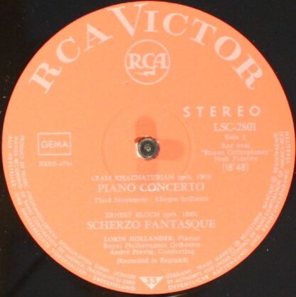 RCA Red Seal LSC 2801 - Aram Khatchaturian, Ernest Bloch, Lorin - Image 4