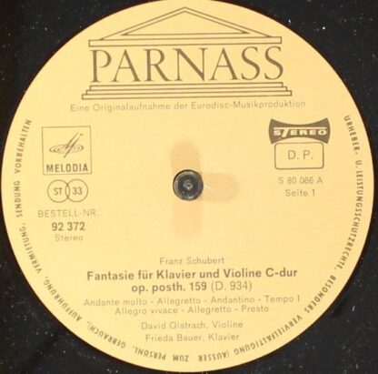 Parnass 92 372 - Franz Schubert, David Oistrach, Frida Bauer - F - Image 3