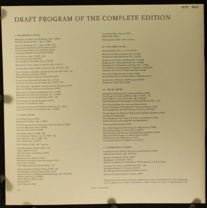 Hungaroton SLPX 11421 - Béla Bartók - Piano Concerto No 3. / Vio - Image 4