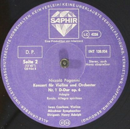 Saphir INT 120.934 - Niccolò Paganini, Ivan Cerkov, Münchner Sym - Image 3