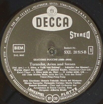 DECCA SXL 20 515-B - Giacomo Puccini - Turandot - Arien und Szen - Image 4