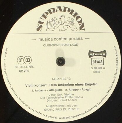Supraphon s 80 500 - Alban Berg - Violinkonzert "Dem Andenken Ei - Image 3
