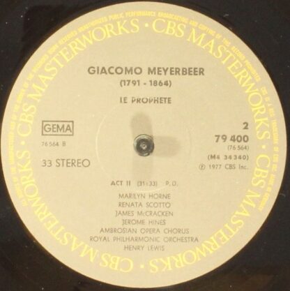 CBS Masterworks 79400 - Giacomo Meyerbeer, Marilyn Horne, Renata - Image 5
