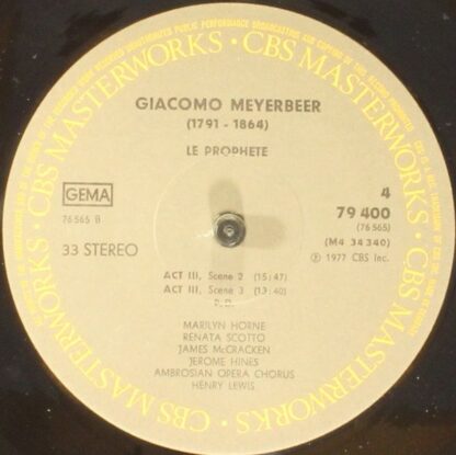 CBS Masterworks 79400 - Giacomo Meyerbeer, Marilyn Horne, Renata - Image 7