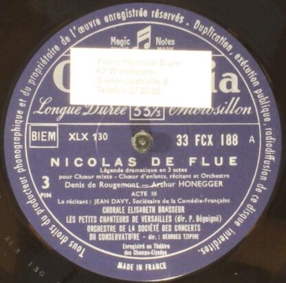 Columbia FCX 187-8 - Arthur Honegger, Denis De Rougemont, Jean D - Image 5