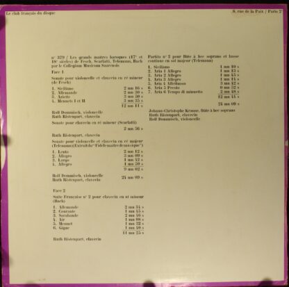 Le Club Français Du Disque 379 - Willem de Fesch, Domenico Scarl - Image 2