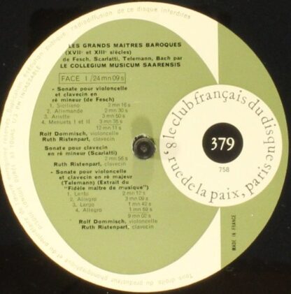 Le Club Français Du Disque 379 - Willem de Fesch, Domenico Scarl - Image 4