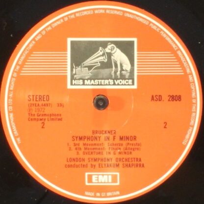His Master's Voice ASD 2808 - Anton Bruckner, Elyakum Shapirra - - Image 4
