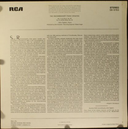 RCA Red Seal SB 6793 - Sergei Vasilyevich Rachmaninoff, John Ogd - Image 2