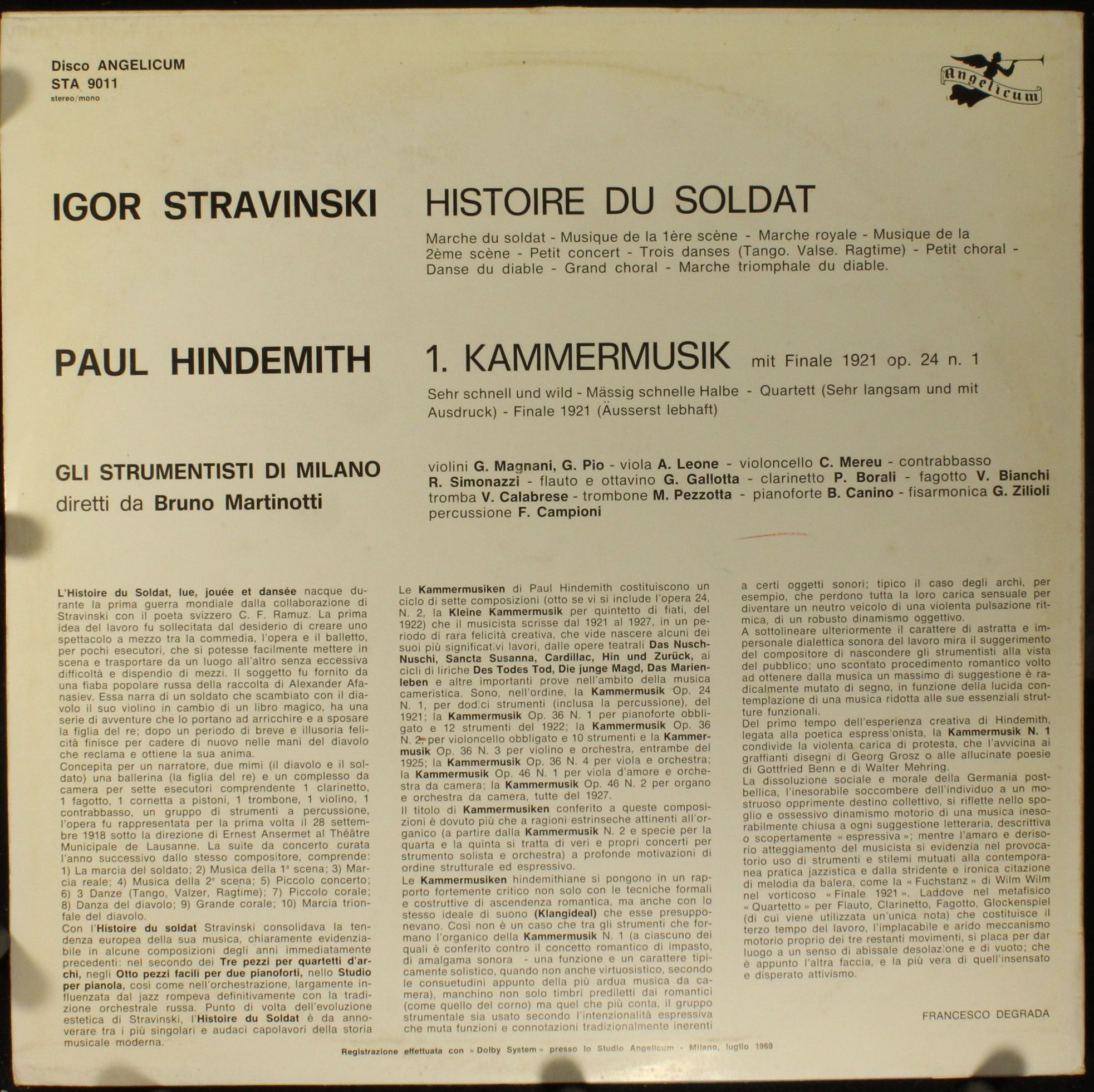 Disco Angelicum STA 9011 - Igor Stravinsky, Paul Hindemith - His - Image 2