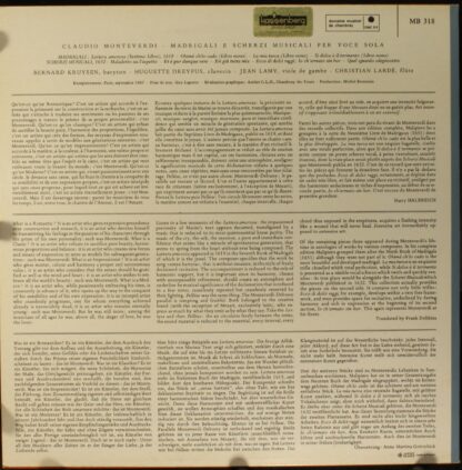 Valois MB 318 - Claudio Monteverdi, Bernard Kruysen, Huguette Dr - Image 2